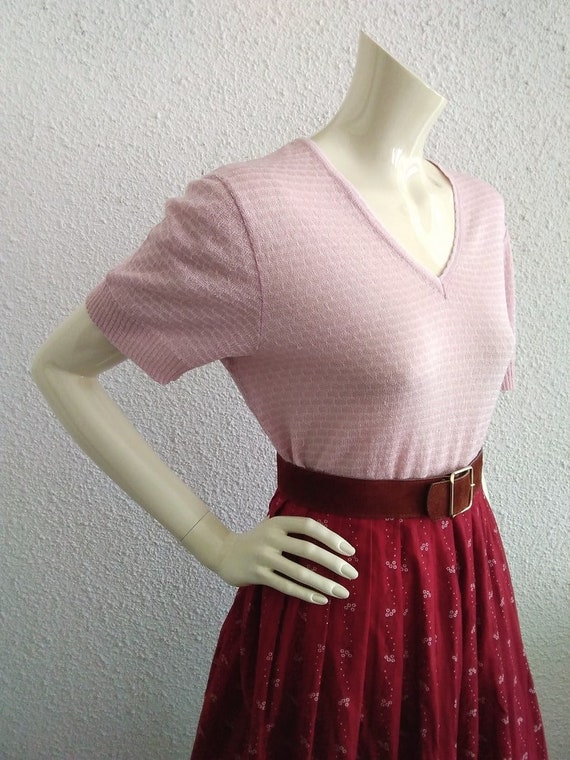 60s-70s knitted blouse soft fabric semi-sheer pas… - image 6