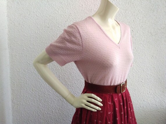 60s-70s knitted blouse soft fabric semi-sheer pas… - image 5