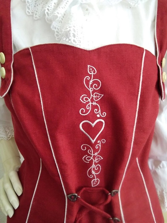 80s folk vest 46 size ALPHORN embroidered trachte… - image 2