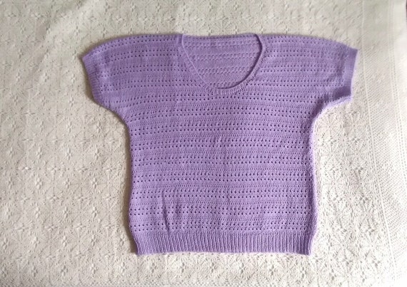 70s does 40s-50s lilac blouse handknitted decolet… - image 2