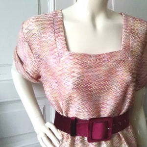 spring pastel blouse square neck collar short sleeve chevron pattern polyester colorful rainbow blouse multi-colored hippie blouse