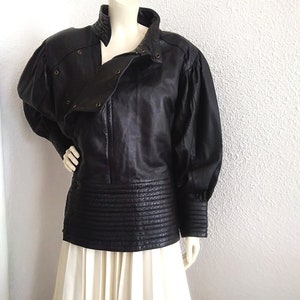 80’s Brown Leather Dolman Sleeve Belted Jacket by Ted Lapidus