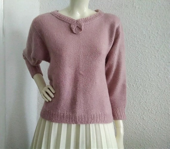mohair sweater handmade pastel dusted pink color … - image 3