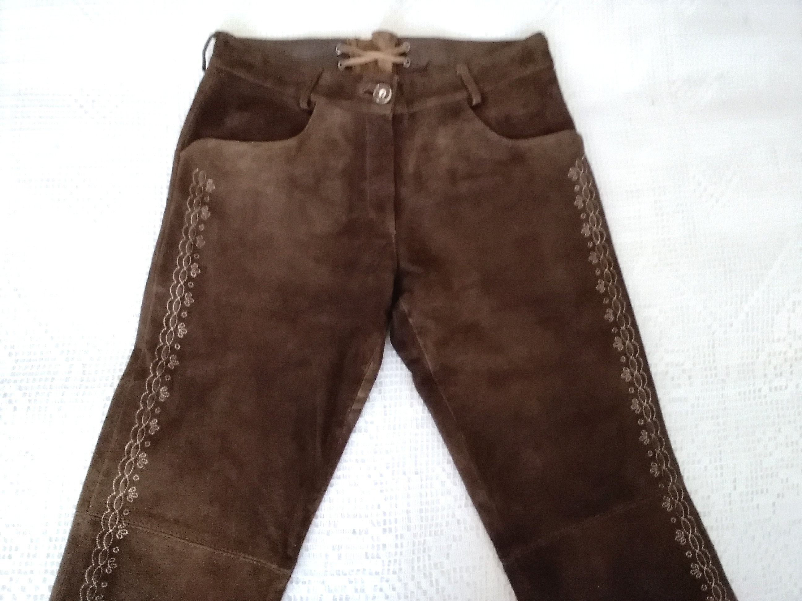 90s Brown Suede Leather Pants Hippie Suede 3/4 Long Pants - Etsy