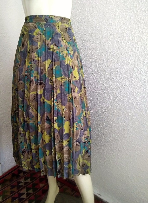 80s pleated skirt high waist skirt A-line skirt f… - image 1