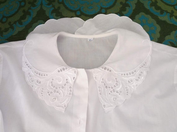 sailor collar blouse vintage white poet blouse 80s