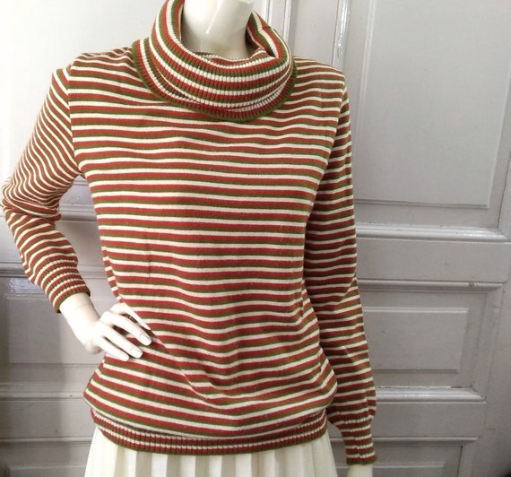 Striped Turtleneck Top Vintage 90s 