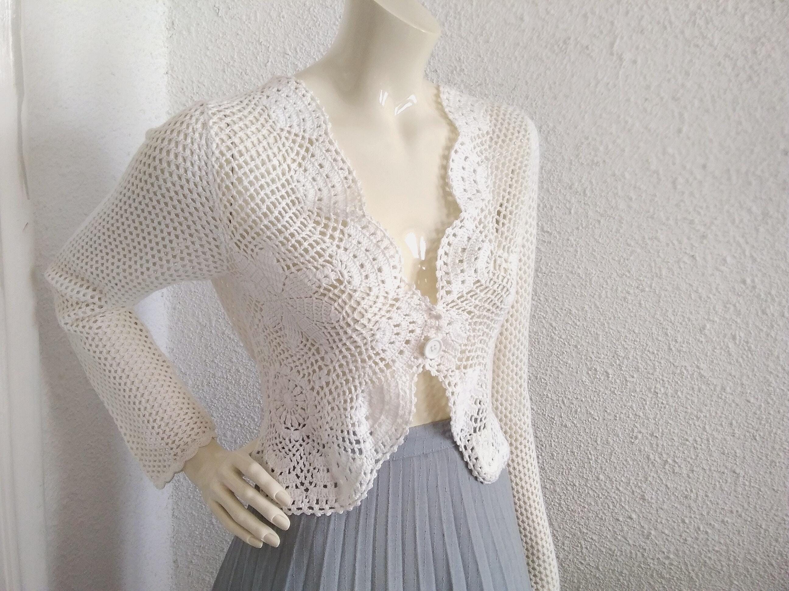 90s crochet cardigan romantic cottagecore cardigan lace knitted cardigan minimalist spring cardigan romantic feminine cardigan