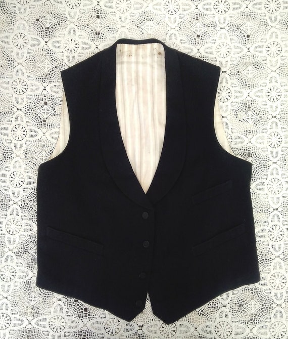 antique vest wool and silk, men waistcoat wool and