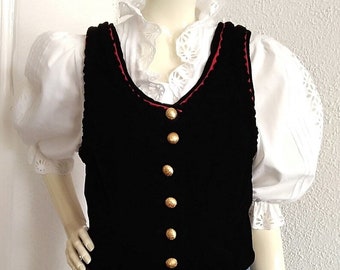 70s tailored vest retro velvet vest button vest preppy vest victorian edwardian style vest renaissance handmade black velvet vest