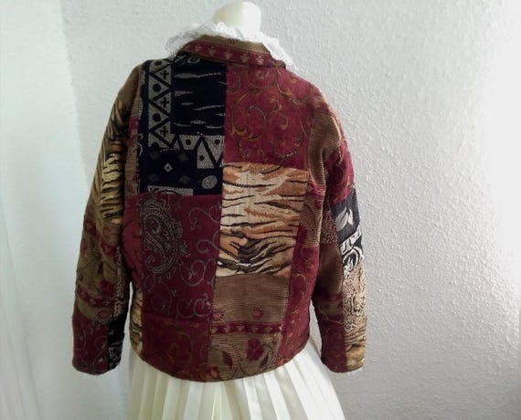 patchwork spring jacket beaded sequined blazer bu… - image 4