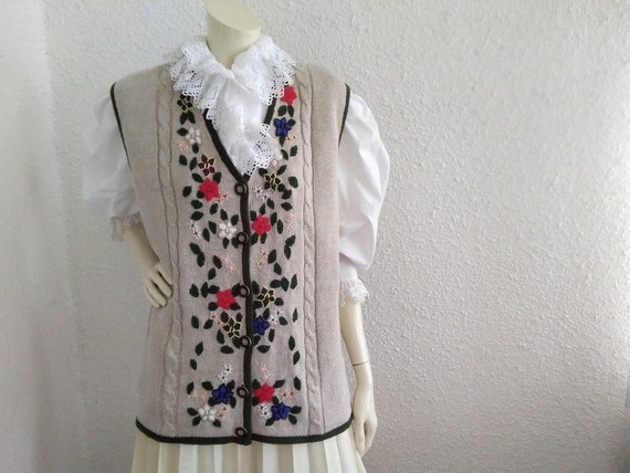 90s embroidered vest floral long knitt vest sprin… - image 6
