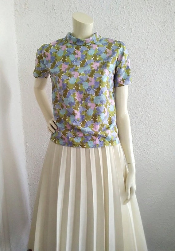 60s mod blouse pure silk blouse pastel spring blo… - image 7