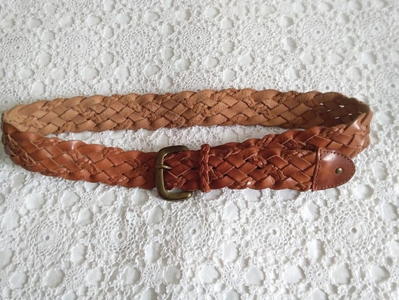Tommy Hilfiger Braided Belt Chunky Leather Belt Woven Real Leather
