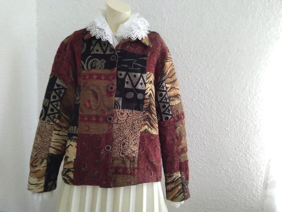 patchwork spring jacket beaded sequined blazer bu… - image 2