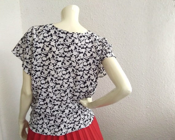 80s floral blouse peplum blouse high waist blouse… - image 5