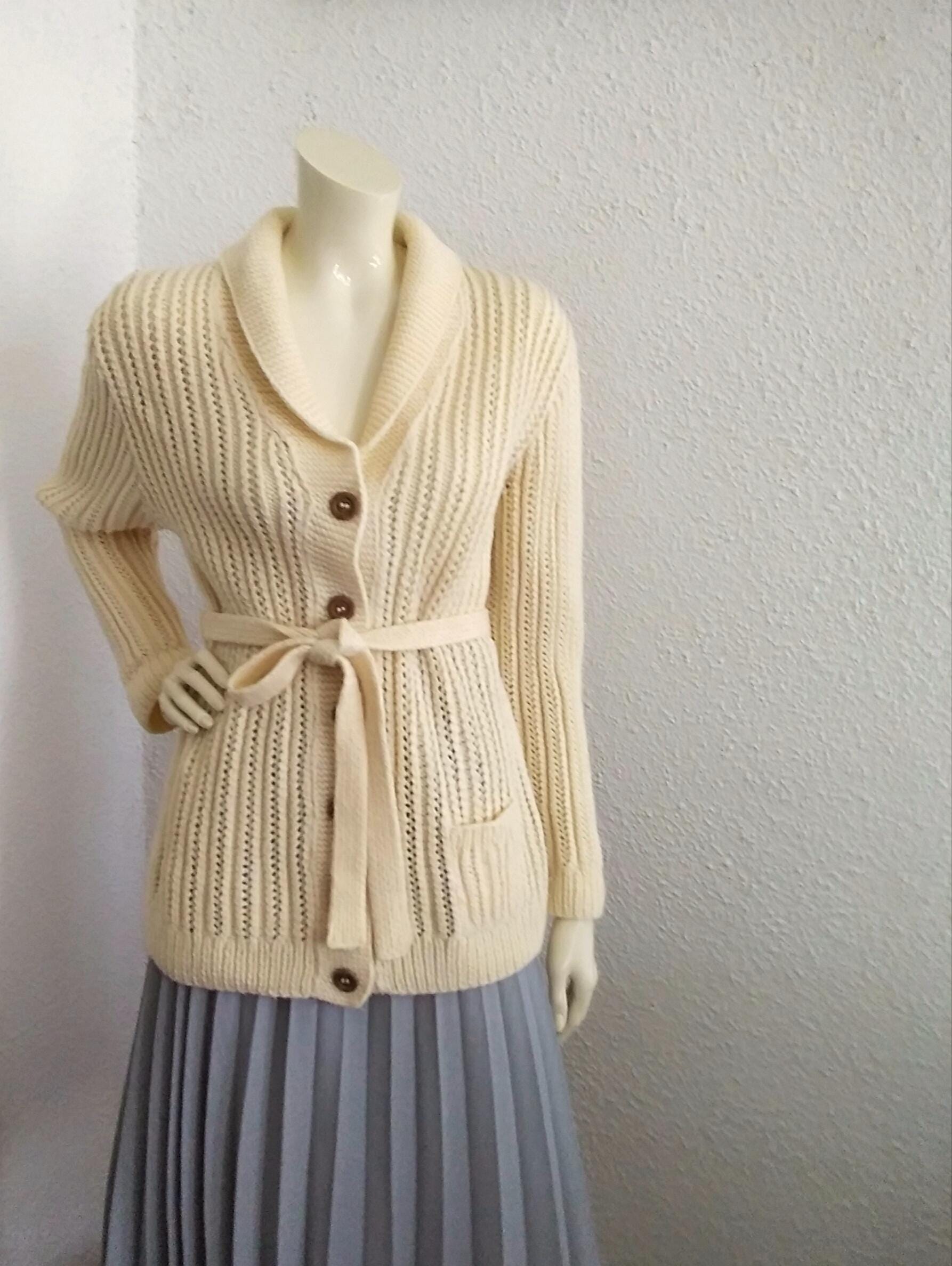 トップス Vintage cottonknit cardigan 70s RARE Vintage 70s // Cardigan Novelty Sweater // Kristin for