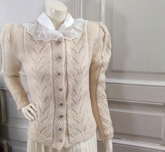 folk wool cardigan ivory torsade sweater bavarian