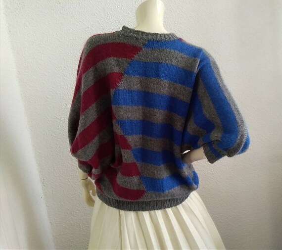 80s striped pullover big dolman sleeve sweater sp… - image 5