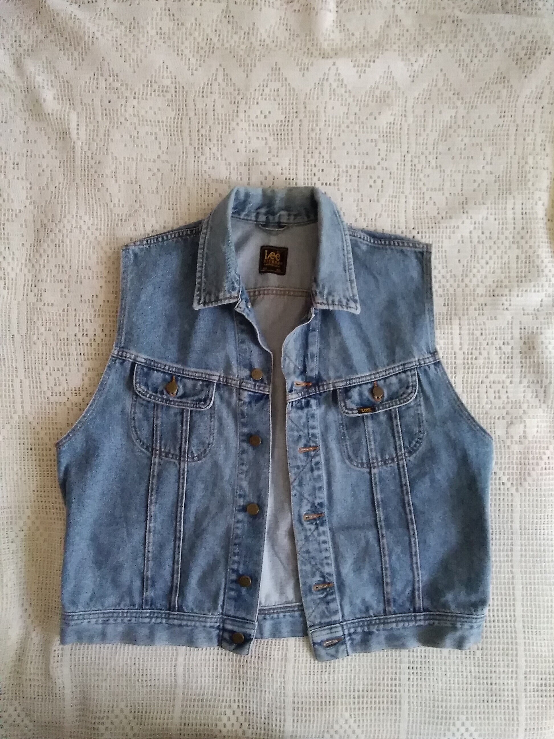 Vintage 80s Lee Denim Vest Lee Distressed Denim Vest Made in - Etsy