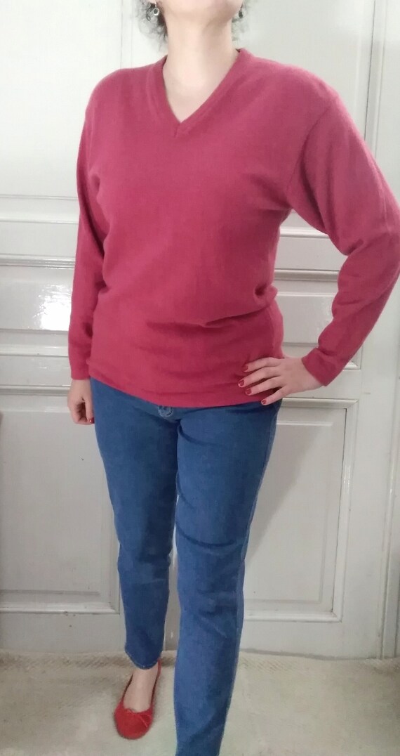 90s wool sweater minimalist strawberry color sweat