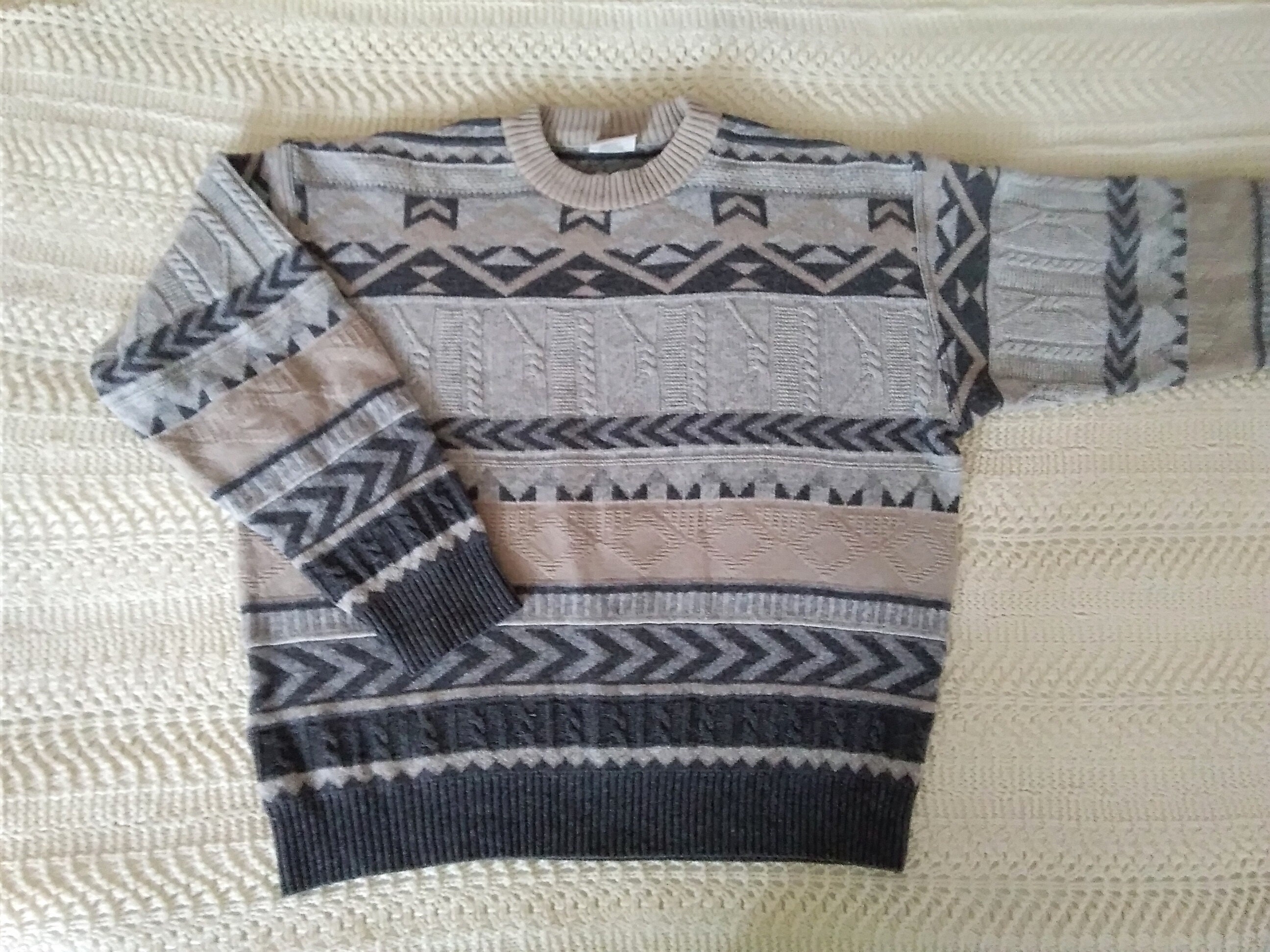 90s Men Sweater Striped Lambswool Men 