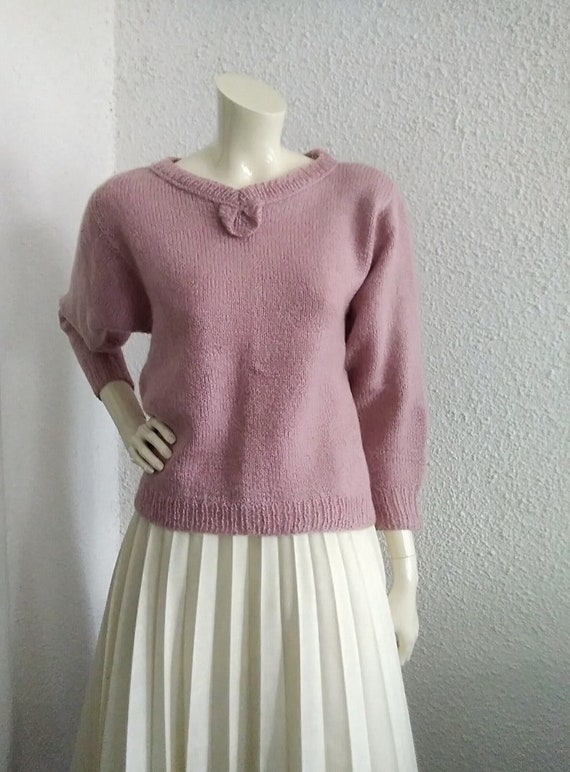mohair sweater handmade pastel dusted pink color … - image 5