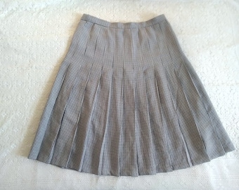 70s pleated high waist skirt classic pied de poule office skirt preppy secretary skirt midi retro spring skirt