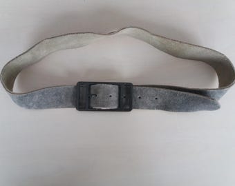 90s suede belt thick leather belt grey belt minimalist basic belt simple belt real leather belt metallic buckle belt label size 90