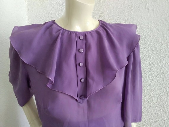 lavender ruffle blouse