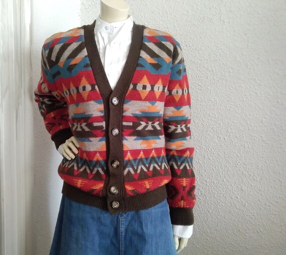 90s Aztec Print Cardigan TOMA HAWK 