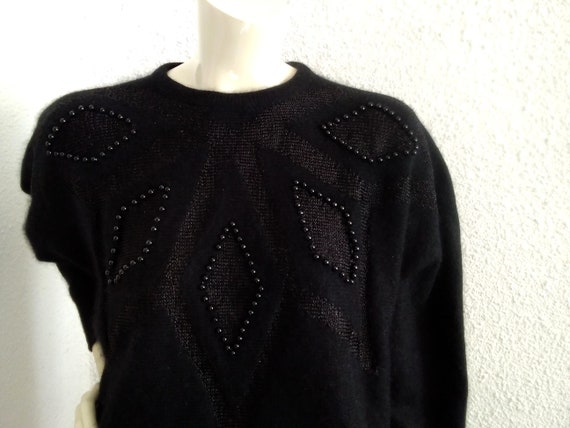 80er Jahre RABE schwarzer Pullover dolman Ärmel Angora Pullover