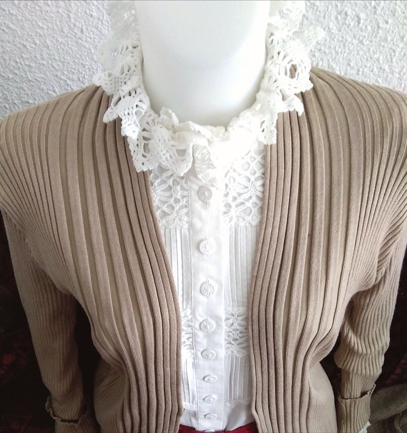 90s minimal ribbed beige cardigan knitted spring s