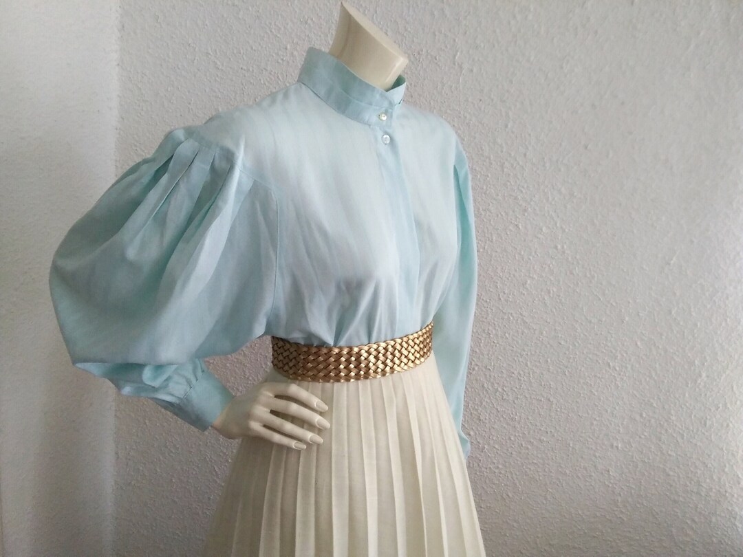 80s Pastel Blue Blouse Dolman Sleeve Elegant Blouse Etsy