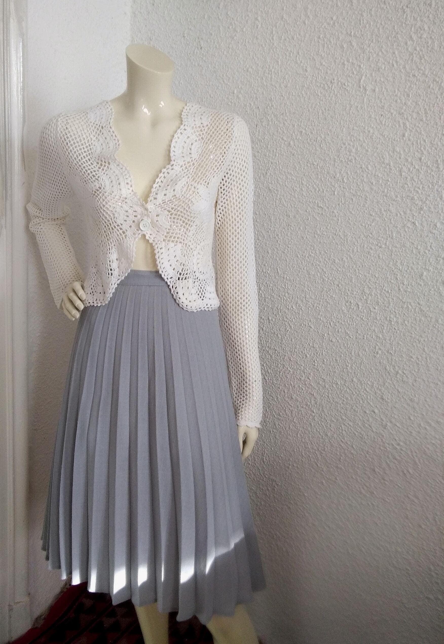 90s Crochet Cardigan Romantic Cottagecore Cardigan Lace Knitted
