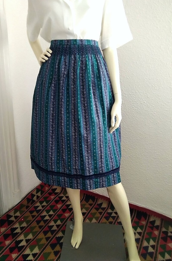 80s striped floral skirt summer bavarian trachten 