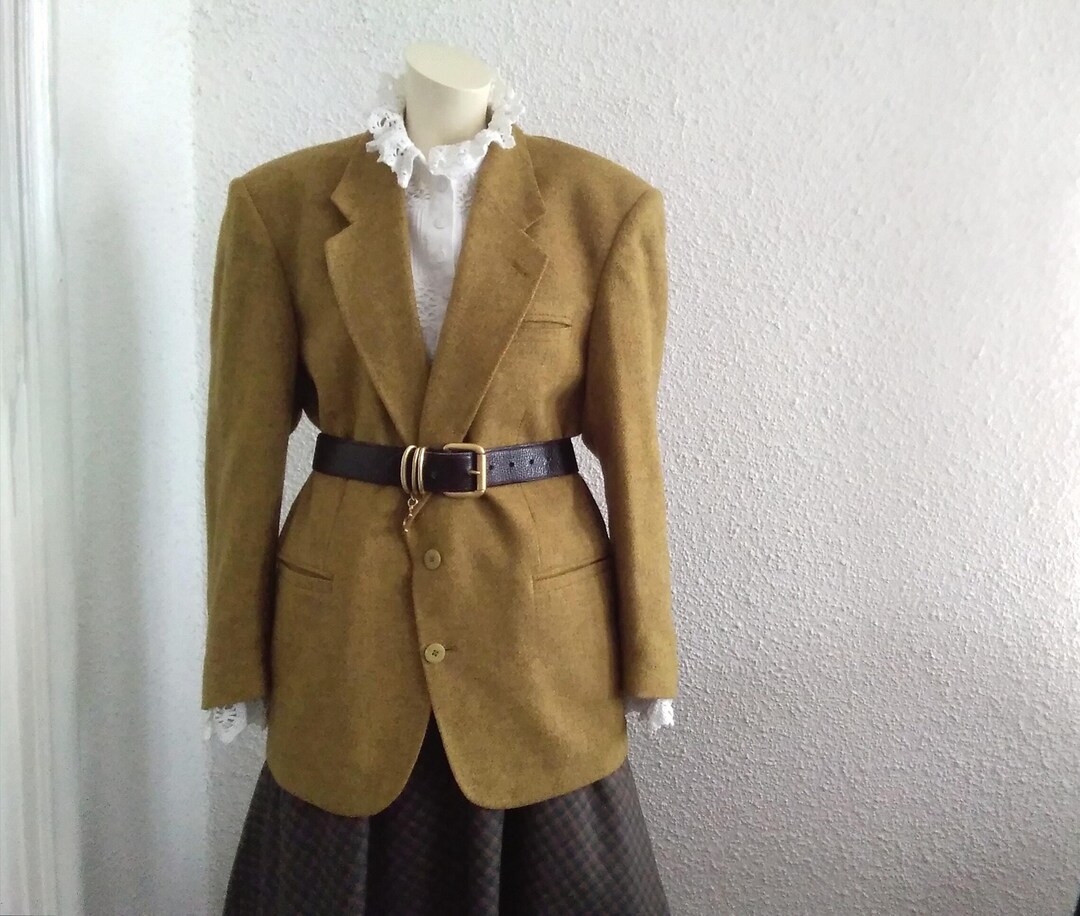 80s Vintage Mustard Blazer Pockets