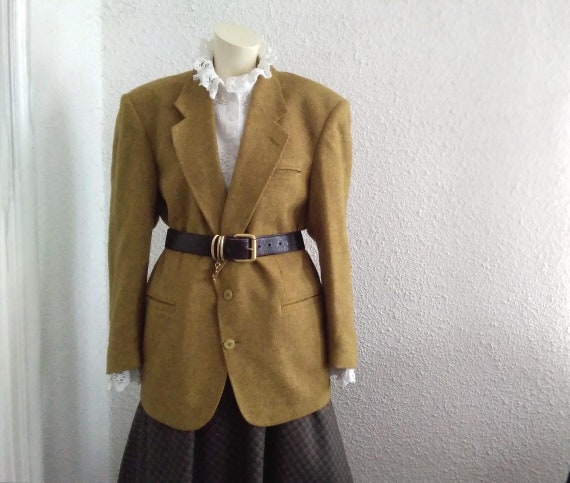 80s mustard color blazer classic tweed blazer spring elegant blazer minimalist simple blazer parisienne style blazer preppy blazer