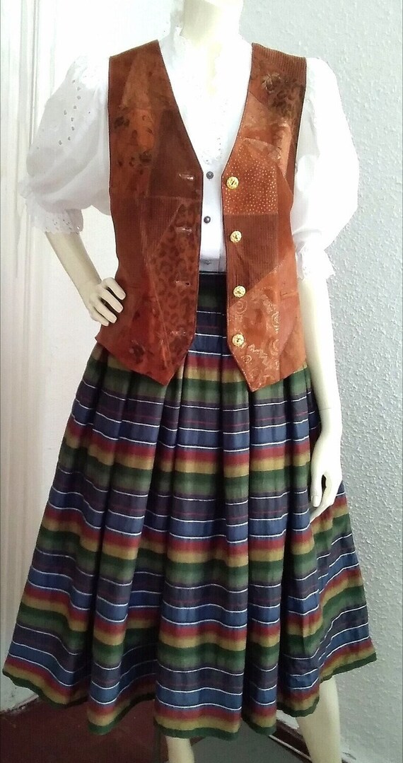 suede leather camel vest patchwork vest folk rust… - image 2