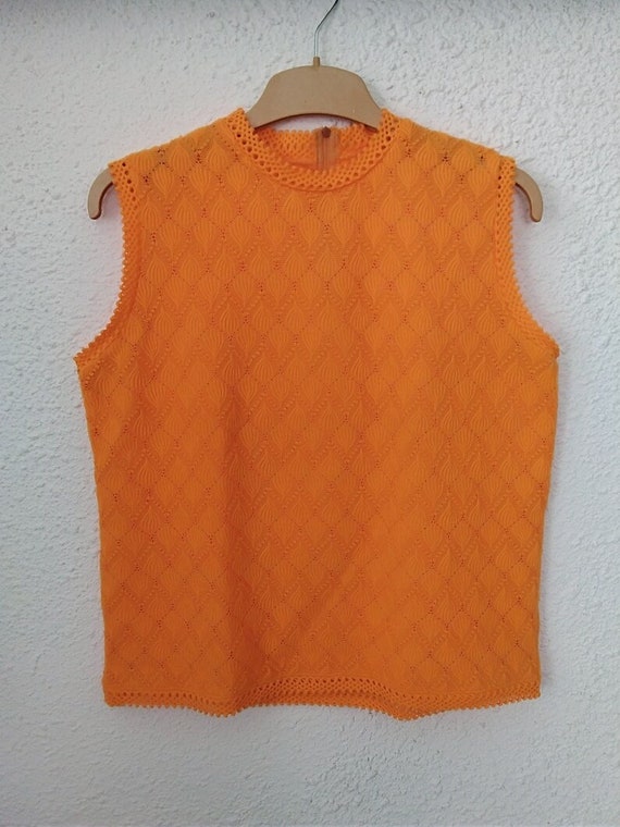 60s mod blouse neon orange blouse elegant minimal… - image 4