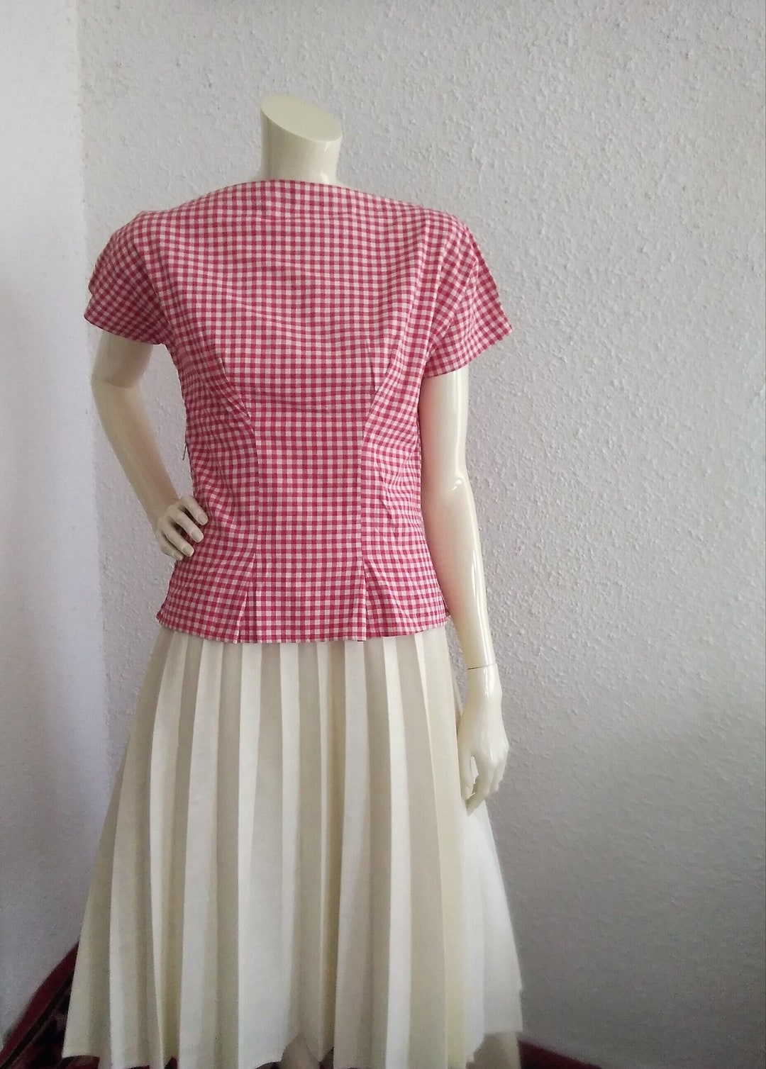 Retro Vintage 50s Style Schürze / Schürze - Rot & Weiß