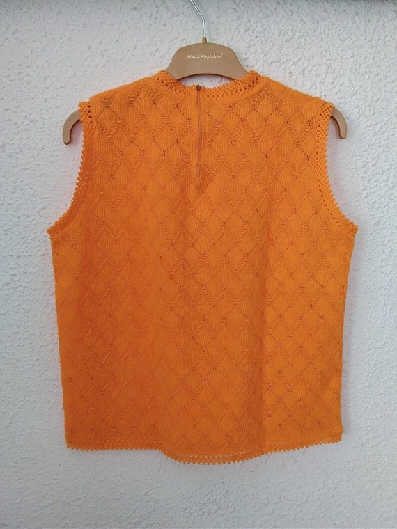 60s mod blouse neon orange blouse elegant minimal… - image 5