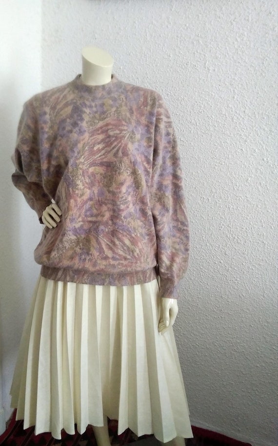 80s Lurex Sweater Pastel Jumper Shiny Glitter Jumper Mockneck