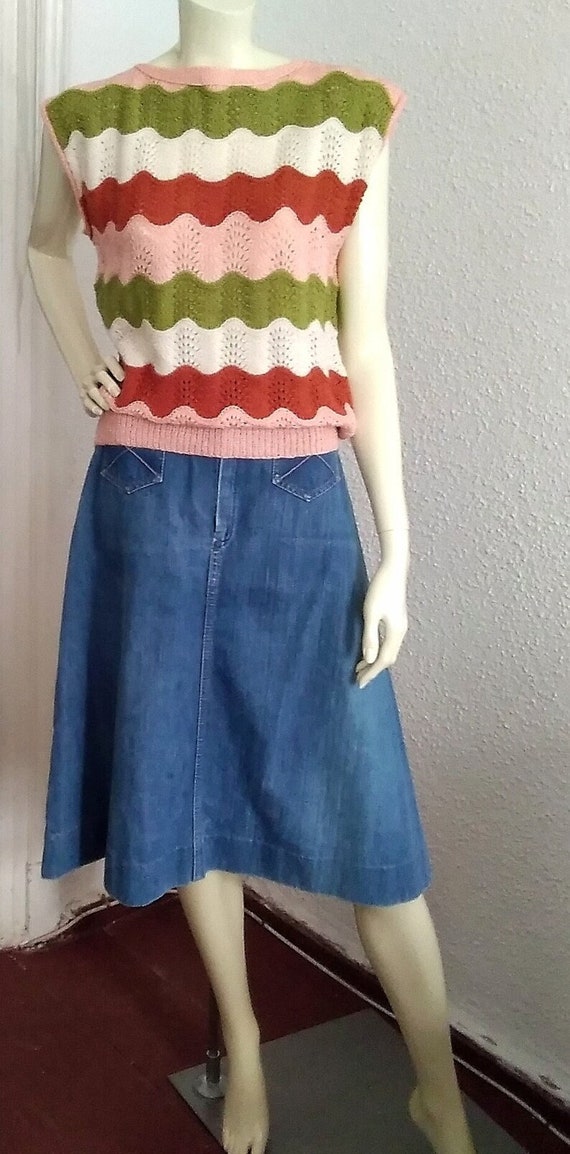 70s does 50s chevron knitted blouse colorblock han
