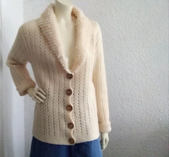 70s Wool Cardigan Retro Handknitted 