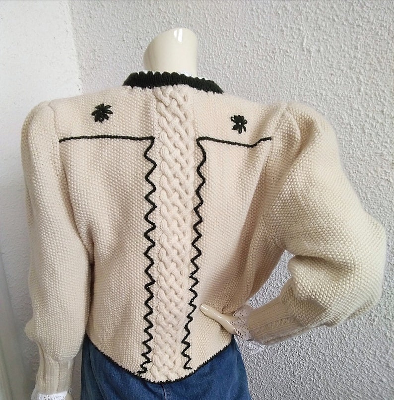 80s Folk Cardigan Mutton Sleeve Cardigan Austrian Cardigan