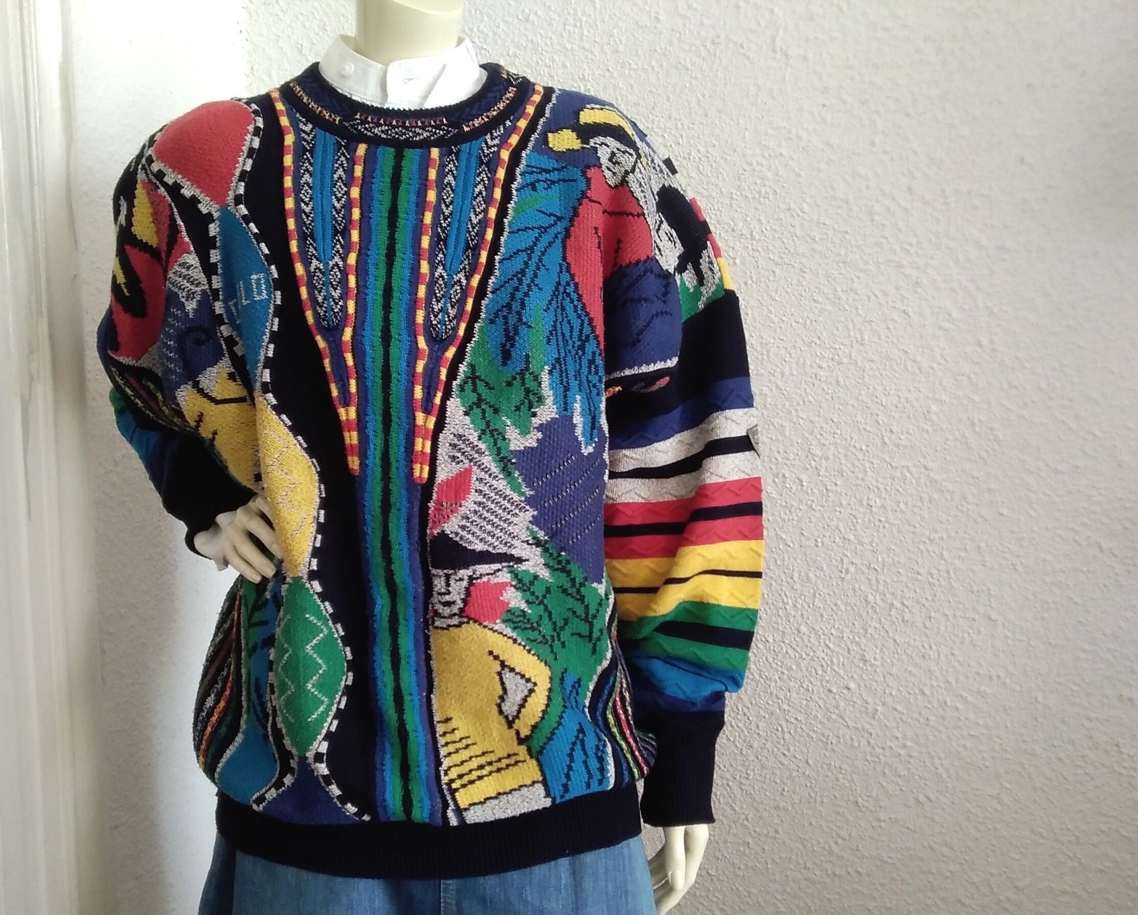 Clothing Mens Clothing Jumpers Pullover Jumpers 80s multicolor jumper CARLO COLUCCI 