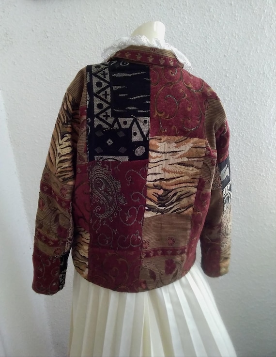 patchwork spring jacket beaded sequined blazer bu… - image 7