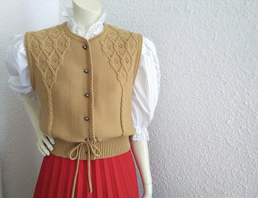 80s McKennas Vest| Minimalist Aran Knit | Handmade Vintage Sleeveless Cardigan| Cream Winter Knit Made in Ireland