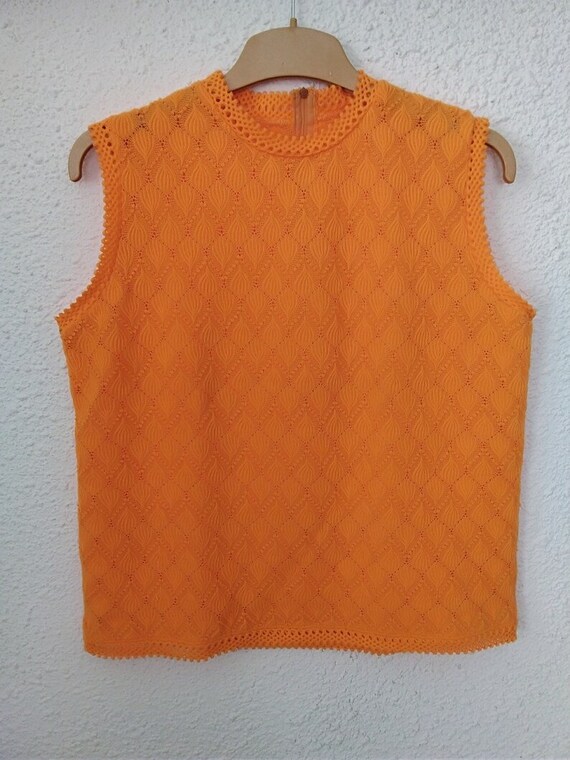 60s mod blouse neon orange blouse elegant minimal… - image 3